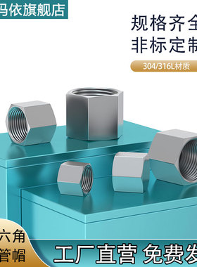 304/316L不锈钢高压外六角内丝堵头管帽内螺纹管帽2346分M20*1.5
