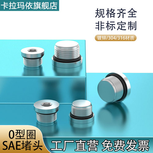 镀锌内六角法兰丝堵O型圈