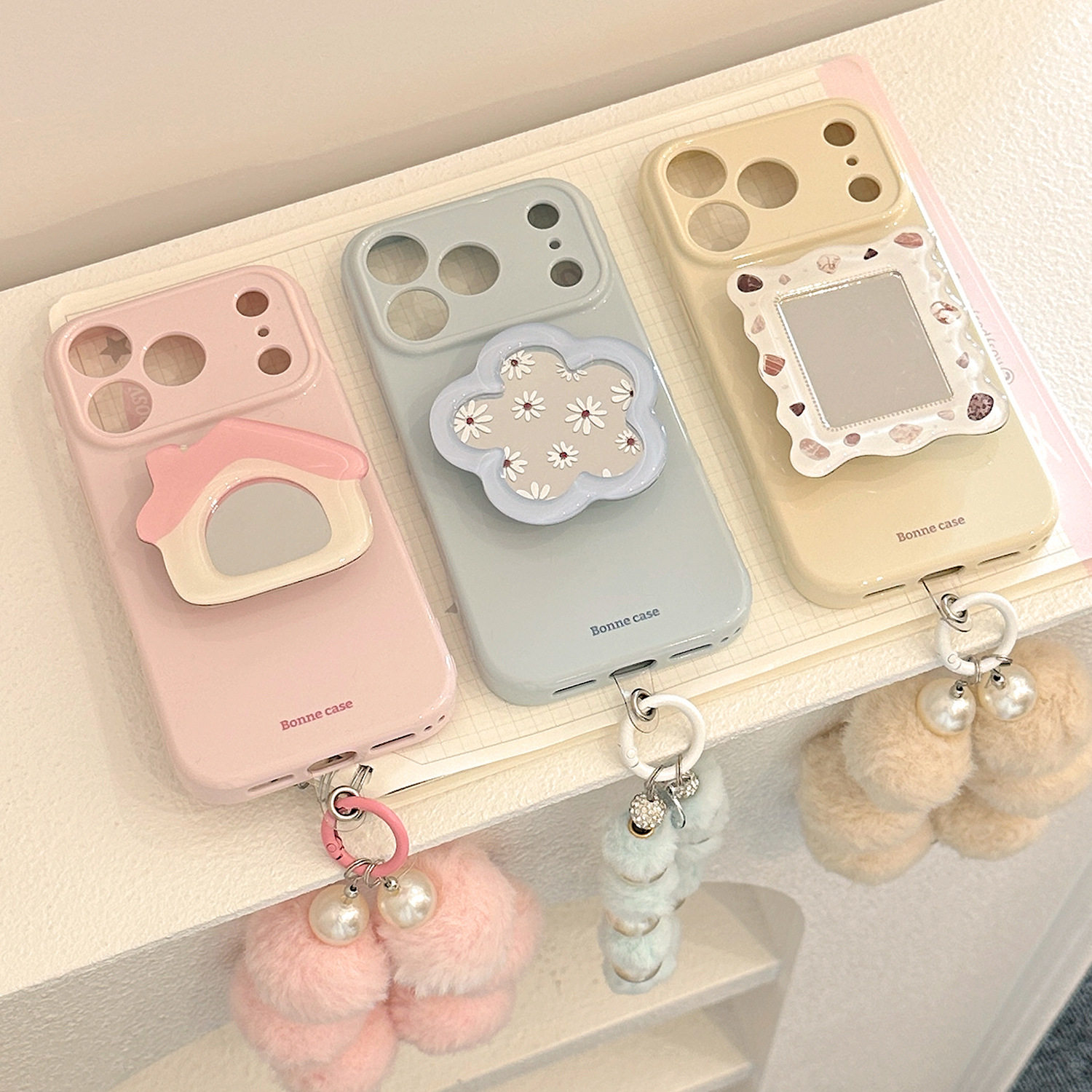 【17相机触控按键包裹】镜面支架适用苹果17手机壳新款iPhone16promax个性简约17PM毛绒挂件17ProMax全包软套