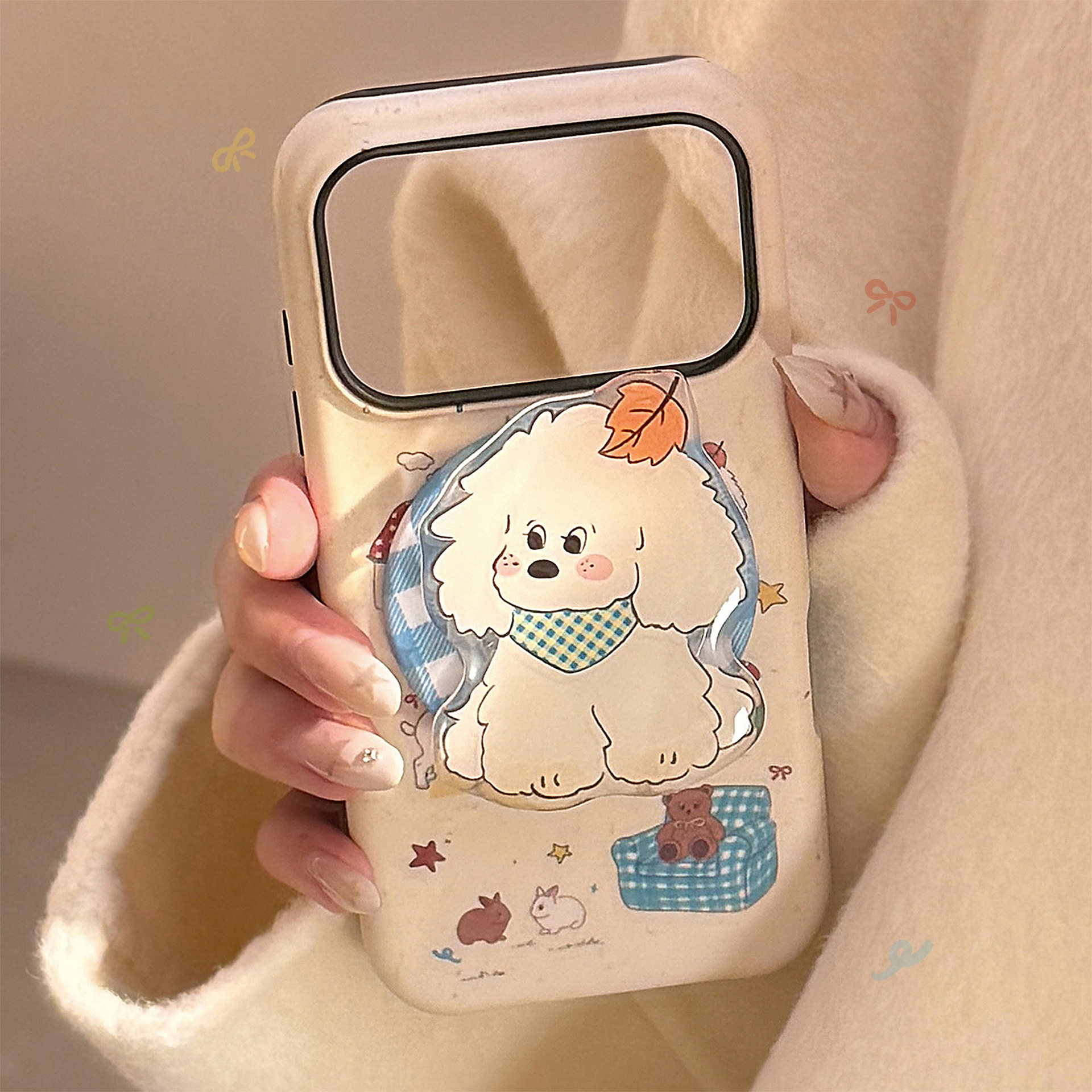 可爱卡通小狗磁吸支架适用iPhone17air新款苹果17promax磨砂菲林手机壳17PM网红爆款16女款15PRO防摔13保护套