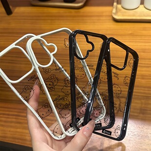苹果16PRO透明亚克力16puls可爱女款 少女心ins凯蒂猫咪适用iPhone16promax触控按键包裹全包手机壳新款 保护套