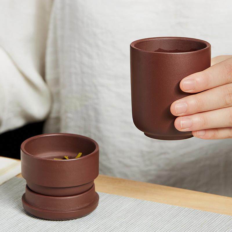 宜兴紫砂快客杯车载单人便携式包旅行功夫茶具套装户外旅游泡茶杯