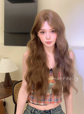 漫真假发亚麻灰棕长卷发日常时尚大波浪气质减龄自然显白女全头套
