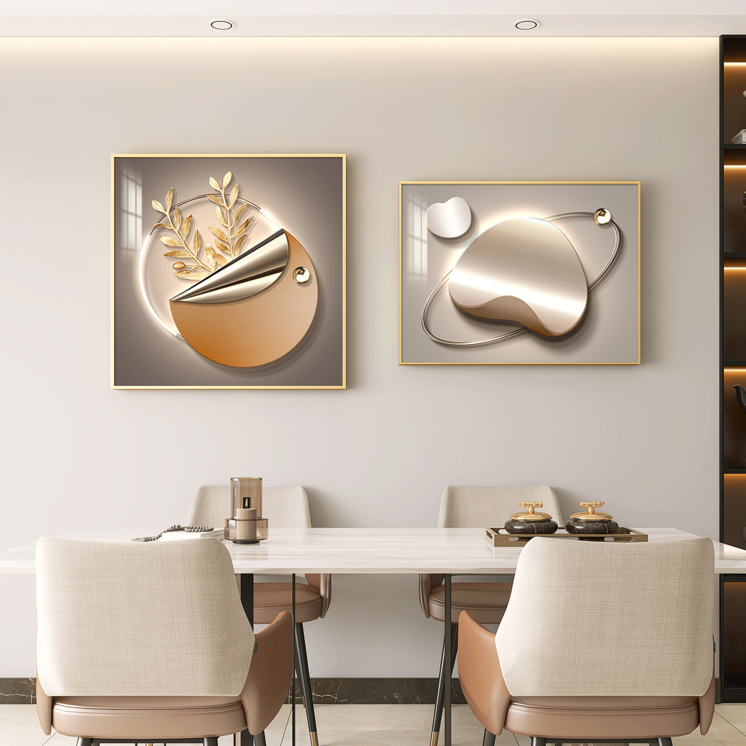 九鱼聚财餐厅装饰画轻奢高级感卧室壁画现代简约饭厅餐桌墙面挂画