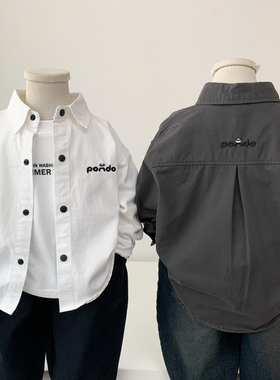 男童纯棉长袖衬衫春秋装儿童时尚白色衬衣帅气小男孩洋气上衣百搭