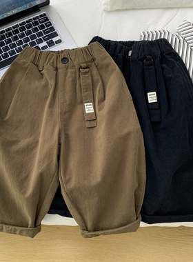 男童纯棉裤子韩版宽松儿童时尚哈伦裤2025新款百搭休闲棉布裤子潮