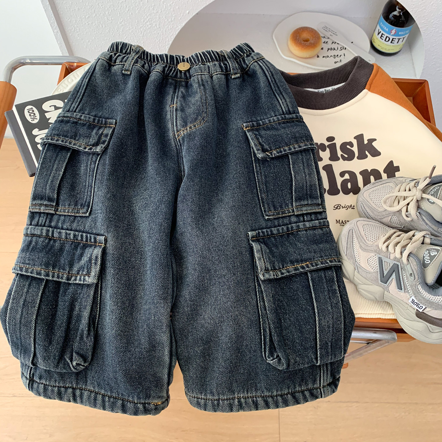 男童加绒工装牛仔裤2025冬装男孩韩版酷帅直筒裤时尚大口袋阔腿裤,童装/婴儿装/亲子装,裤子,淘宝优惠券,粉丝福利购,淘宝优惠卷