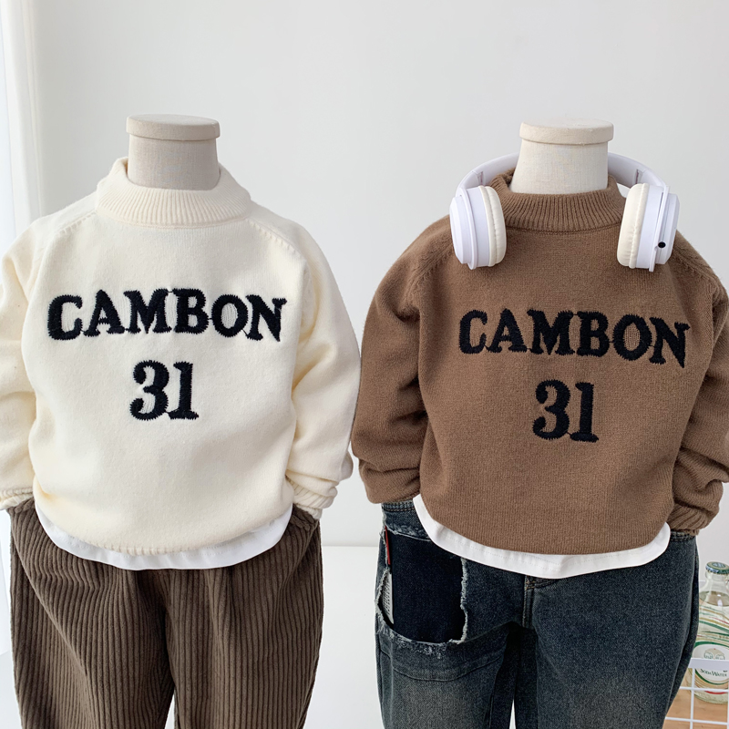 男女童秋冬中领针织柔软打底毛衣