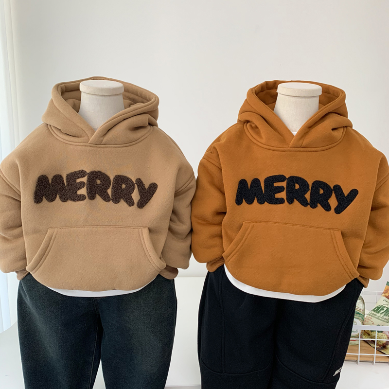 冬季男童纯棉加绒加厚连帽卫衣