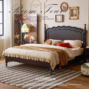 木居盛 法式复古实木床美式复古床双人床简约婚床1.8米卧室家具