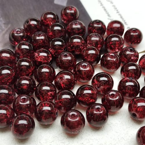 10mm冰裂琉璃珠串珠子散珠混装材料包diy女生手链饰品配件圆珠子