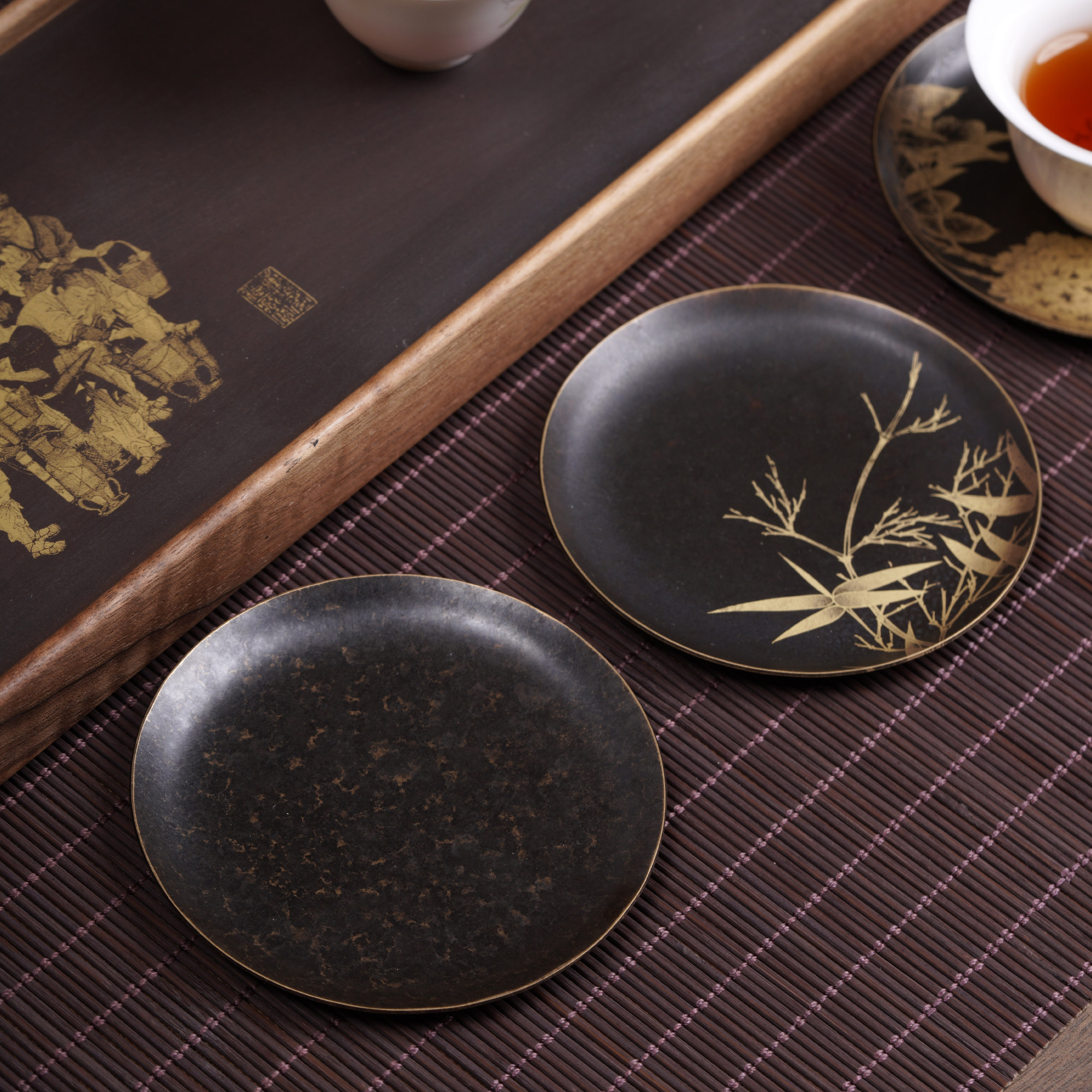 复古铜茶杯垫高档手工中式盏托图片