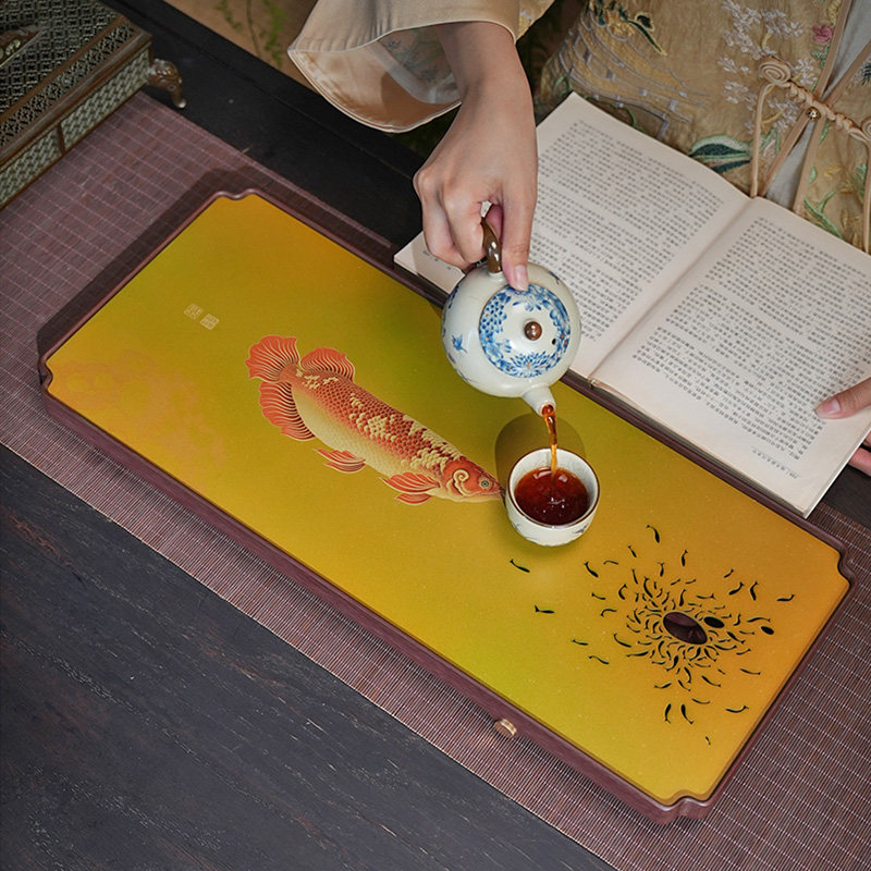 长方形棱窗茶盘年年有鱼双面茶具托盘轻奢家用可排水茶台复古茶器,餐饮具,茶盘,淘宝优惠券,粉丝福利购,淘宝优惠卷