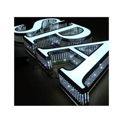 东莞深圳精品不锈钢侧面冲孔字 led发光字招牌  亚克力LOGO灯箱广