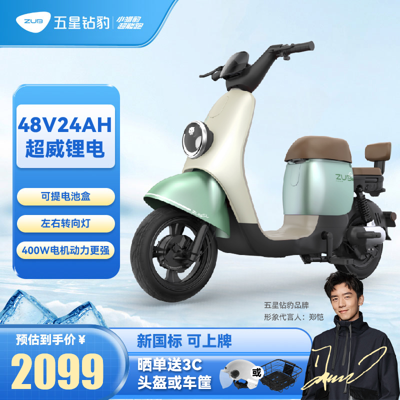 五星钻豹新国标电动车48v24ah锂电池女式轻便小型电瓶车长续航BX