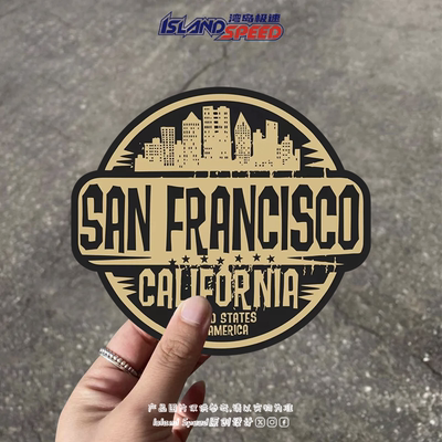旧金山San Francisco标志汽车贴纸复古创意设计车身头盔贴画