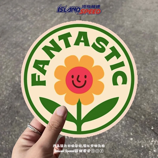 卡通风笑脸花朵贴纸绝妙的圆形字母创意设计汽车车身装饰贴