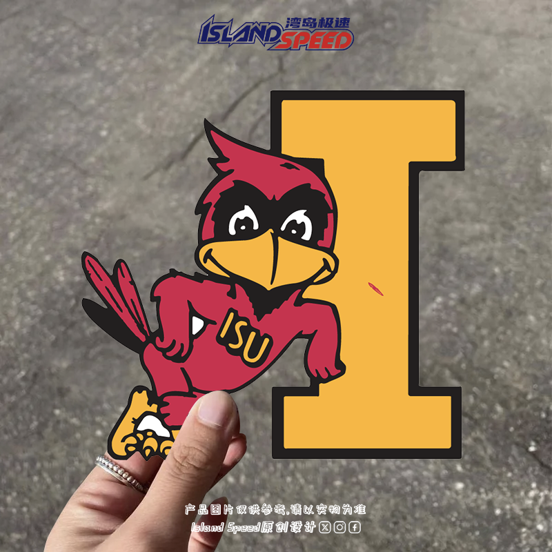红衣主教鸟贴画爱荷华州立大学吉祥物电车摩托车个性贴纸