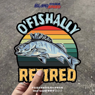 OFISHALLY 退休钓鱼创意设计图案渔箱摩托车贴花 RETIRED车贴正式