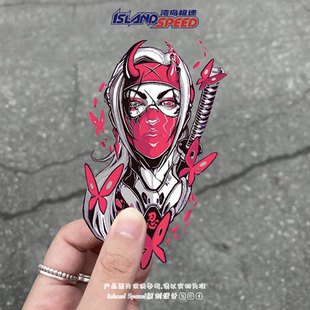 日本女武士贴画赛博朋克风格 饰贴纸 忍者笔记本电脑汽车车身装