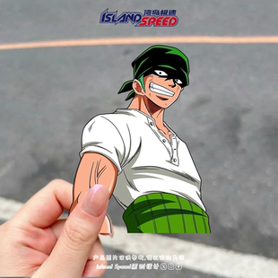 海贼王汽车贴纸罗罗诺亚索隆草帽海贼团副船长三刀流头盔赛车贴花