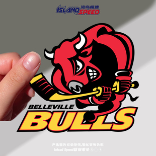 红牛卡通汽车贴纸冰球运动美式 创意标志摩托车风挡车贴