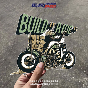 IT摩托车骑手贴纸复古工业风汽车车身机车贴花 RIDE BUILD