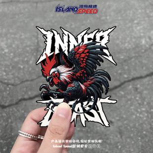 卡通公鸡车贴炫酷战斗鸡标志创意设计赛车摩托车头盔贴纸