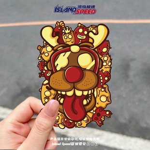 卡通鹿头汽车贴纸美式 趣味涂鸦设计电车车身防水贴画 风格