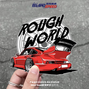 摩托车后备箱窗户玻璃贴 涂装 ROUGH WORLD赛车汽车贴纸个性