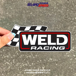 WELD RACING汽车贴纸赛事赛车黑白棋格电动车摩托车贴花