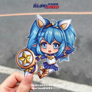英雄联盟汽车贴纸波比星之守护者可爱贴纸卡通赛车机车划痕遮盖贴