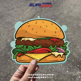卡通汉堡汽车贴纸趣味三角窗挡风玻璃摩托车电车装 饰贴花