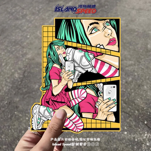 动漫女孩贴花潮流创意设计图案汽车车身划痕遮盖防水贴纸