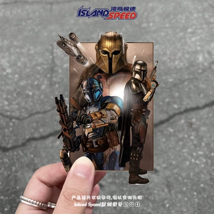 星球大战贴花动漫角色曼达洛人战士车身侧面挡风玻璃防水贴纸