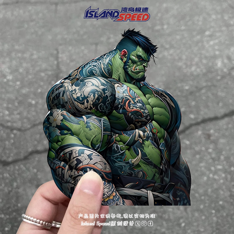 漫威漫画贴花超级英雄绿巨人肌肉男浩克摩托车电车头盔汽车反光贴