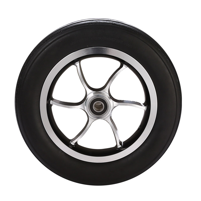 好哥电动轮椅配件轮椅轮子10寸铝合金前轮PU实心免充气通用前轮