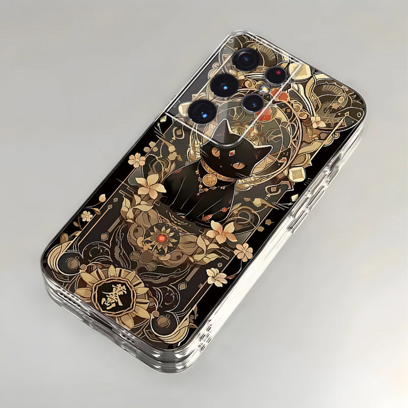 适用于三星S21ULTRA/22/23/M33/S10E三星NOTE20招财猫猫手机壳男女A71/53/S23ULTRA透明壳华为/iPhone/3星