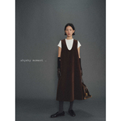 shyshy复古麂皮安哥拉红漆皮lady感背心连衣裙过年高级感穿搭裙子