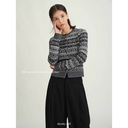 羊毛设计感毛衣费尔岛