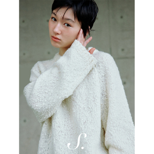 shyshy“纯白梦境”松软纯白色云朵般触感绵羊毛豆豆纱针织长袖