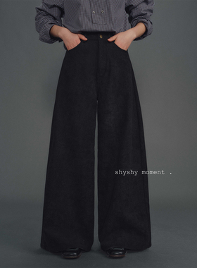 shyshy复古灯芯绒阔腿裤复古剪裁好版型柔软厚实经典秋冬长裤