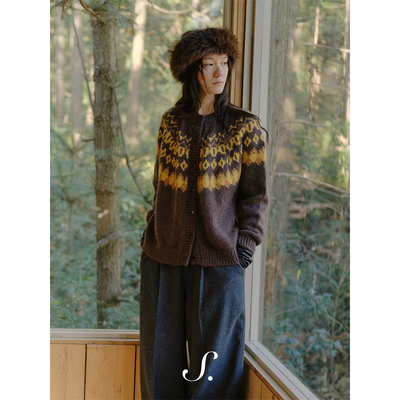 shyshy“Holiday”费尔岛马海毛圆领彩色双色开衫