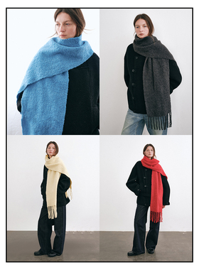 shyshy“温暖纯色羊毛大围巾”温暖包裹圈圈羊毛松弛感冬日围巾