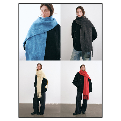 shyshy“温暖纯色羊毛大围巾”温暖包裹圈圈羊毛松弛感冬日围巾