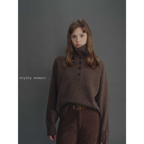 shyshy美丽奴羊毛螺纹毛衣