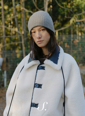 shyshy“冬牧场”环保皮草皮毛一体翻领双面穿自带手套毛茸茸外套