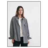 型翻袋口袋小细格纹双色100%棉质衬衫 shyshy格纹衬衫 翻领宽松版