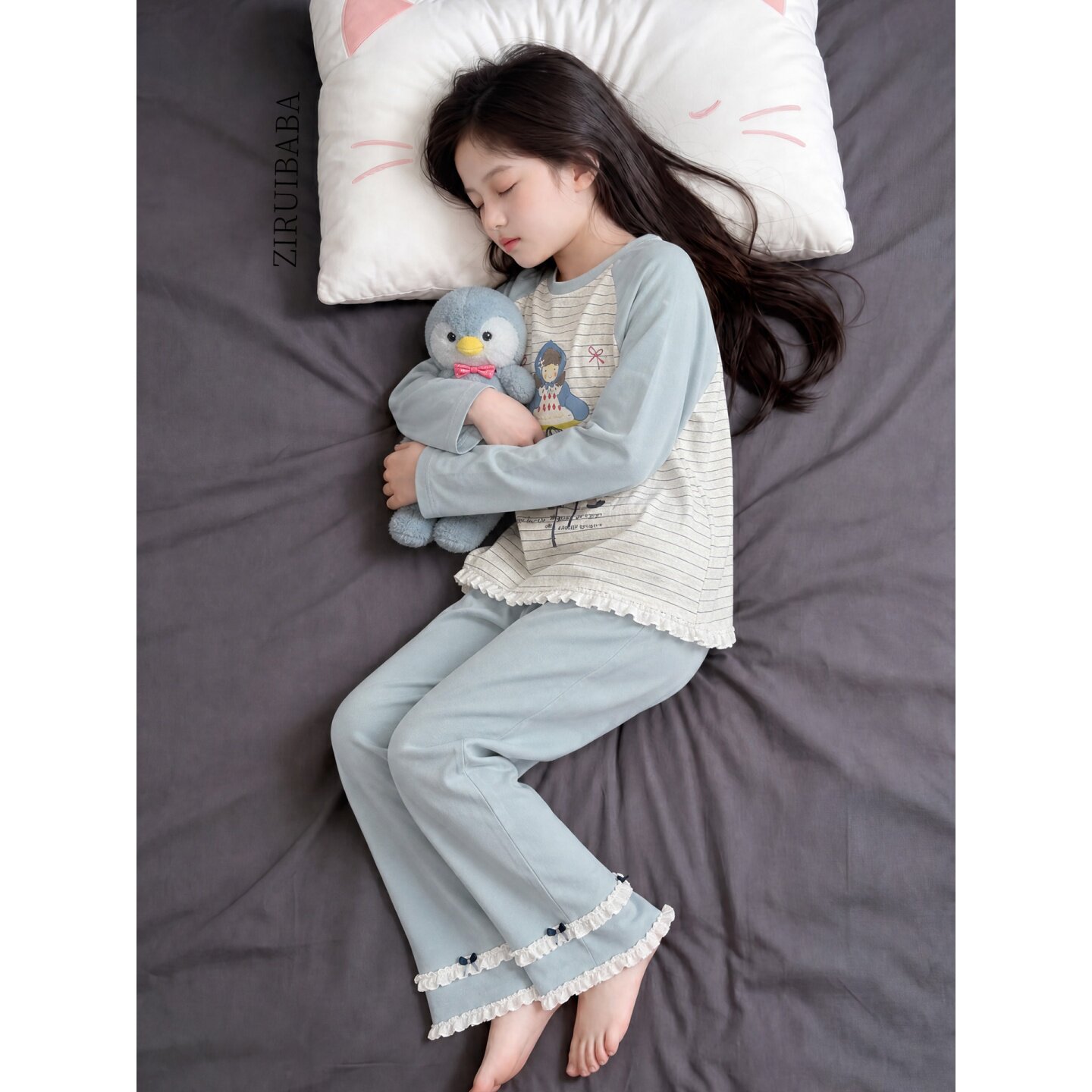 女童家居服2026新款儿童女孩超好看纯棉睡衣女初中生长袖套装冬季