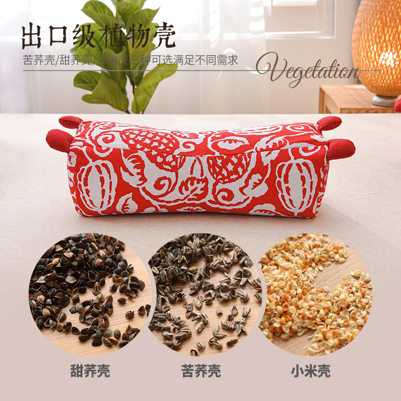 全荞麦枕芯单人可拆洗纯棉老粗布枕套加厚成人助睡眠硬枕头护颈枕